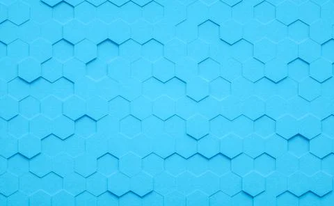 3D Illustration. Blue geometric hexagonal abstract background. Stockillustratie