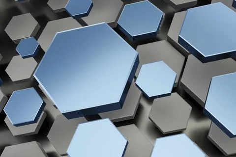3d illustration of a blue hexagon background Illustrazione stock