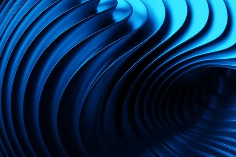 3D illustration   blue   stripes in the form of wave waves, futuristic backgr Stock Illustration