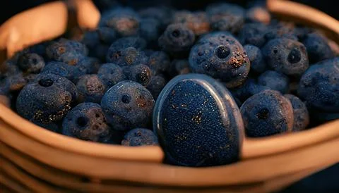 3D Illustration of blueberries on the basket Stock Illustration