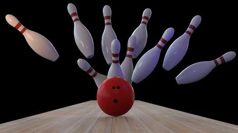 3D Illustration of Bowling Scene Stock Illustration