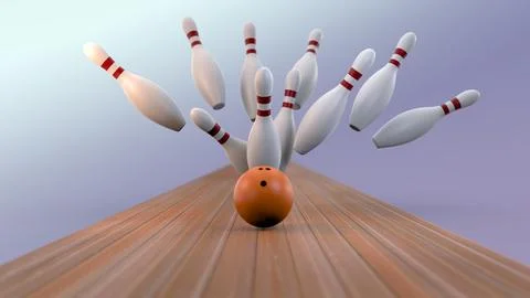 3D Illustration of Bowling Scene Ilustração Stock