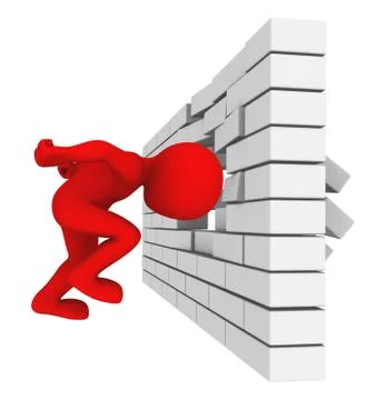 3d illustration. Breaking the wall. Power concept. Stock Illustration