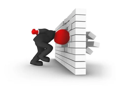 3d illustration. Breaking the wall. Power concept. Stock Illustration