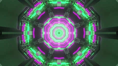 3D illustration of bright geometric pattern in tunnel Stock Footage 149123524