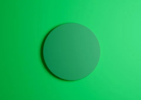 3D illustration of a bright green circle podium or stand top view flat lay pr Illustrazione stock