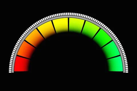 3d illustration of a bright instrument panel depicting values from normal to  Stock Illustration