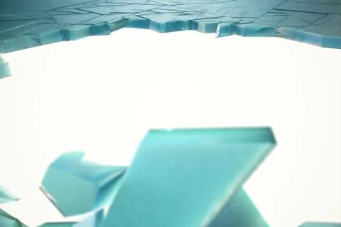 3D illustration broken ice wall with hole in centre. Place for your banner Illustrazione stock