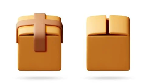 3d illustration of brown cardboard boxes. Stock Illustration