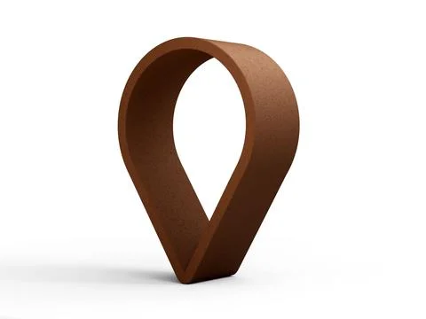 3d illustration of a brown map pin pointer on a white background Illustrazione stock