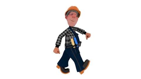 3d illustration Builder worker in overalls Stock Footage 85055342