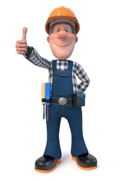 3d illustration Builder worker in overalls Stock Illustration