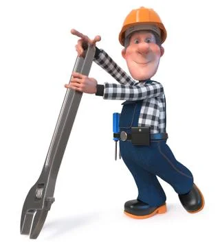 3d illustration Builder worker in overalls Stock Illustration