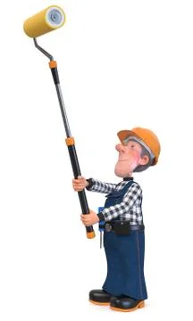 3d illustration Builder worker in overalls Stock Illustration