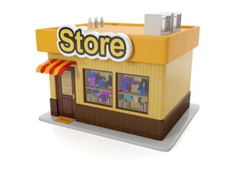 3d illustration: building store. Stock Illustration