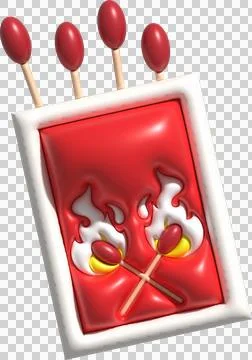 3d illustration burning match with fire, opened matchbox. Stock Illustration