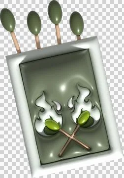 3d illustration burning match with fire, opened matchbox. Stock Illustration