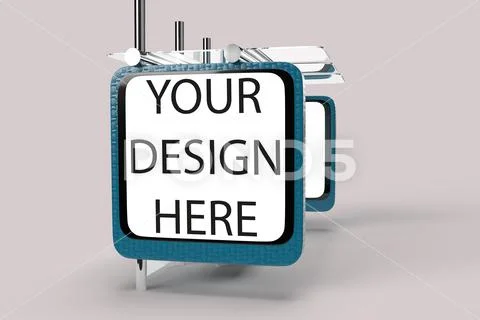 3D illustration of bus stop with advertisements for use as PSD and Mockup PSD Template