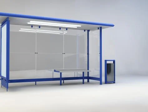 3d illustration of bus stop Stock Illustration