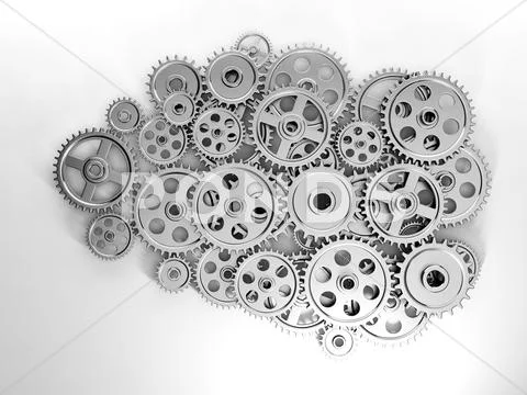 3d illustration: business ideas. brain in gear made ??of the generation of ne Stock Illustration