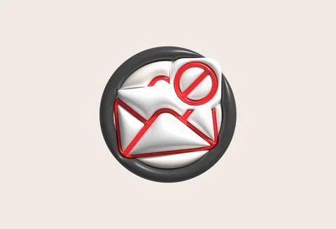 3d illustration, button, alert email and virus, spam email popup warning. Stock Illustration