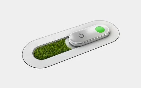 3d Illustration of button with grass, user interface, isolated white Stock Illustration