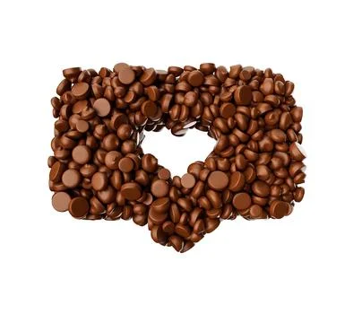 3d illustration of the like button heart shape made of chocolate chips Stock Illustration