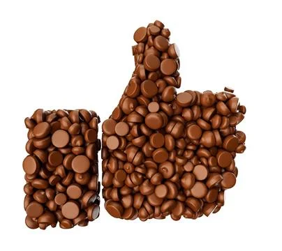 3d illustration of the like button made of chocolate chips Stock Illustration