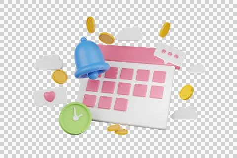 3d illustration calendar schedule to save money. Stock Illustration