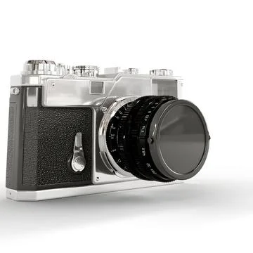 3d illustration of a camera isolated on a white background Illustrazione stock