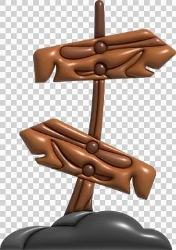 3D illustration camp wooden pointer for camping and outdoor travel expedition Stock Illustration