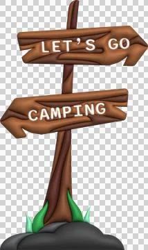 3D illustration camp wooden pointer for camping and outdoor travel expedition Stock Illustration