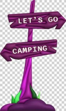 3D illustration camp wooden pointer for camping and outdoor travel expedition Stock Illustration