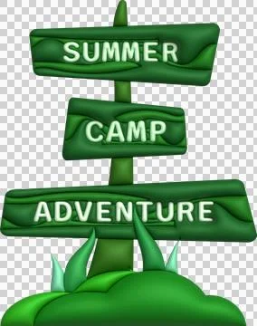 3D illustration camp wooden pointer for camping and outdoor travel expedition Illustrazione stock