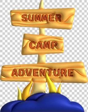 3D illustration camp wooden pointer for camping and outdoor travel expedition Stock Illustration