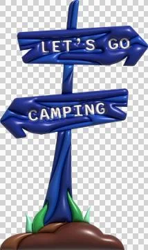3D illustration camp wooden pointer for camping and outdoor travel expedition Stock Illustration