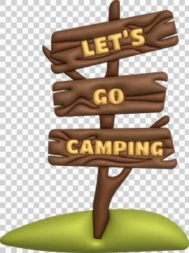 3D illustration camp wooden pointer for camping and outdoor travel expedition 库存插图
