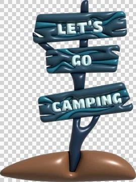 3D illustration camp wooden pointer for camping and outdoor travel expedition Stock Illustration