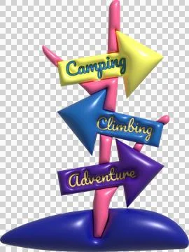 3D illustration camp wooden pointer for camping and outdoor travel expedition Stock Illustration