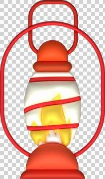 3d illustration camping lantern with handle. Vintage kerosene lamp with a w.. Stock Illustration