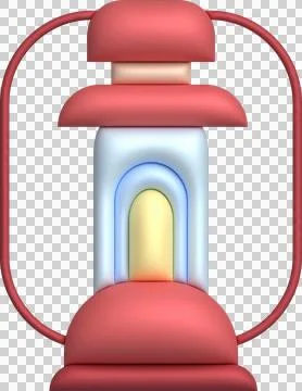 3d illustration camping lantern with handle. Vintage kerosene lamp with a w.. Stock Illustration