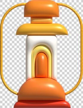 3d illustration camping lantern with handle. Vintage kerosene lamp with a w.. Stock Illustration