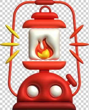 3d illustration camping lantern with handle. Vintage kerosene lamp with a w.. Illustrazione stock