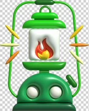 3d illustration camping lantern with handle. Vintage kerosene lamp with a w.. Illustration