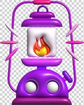 3d illustration camping lantern with handle. Vintage kerosene lamp with a w.. Stock Illustration