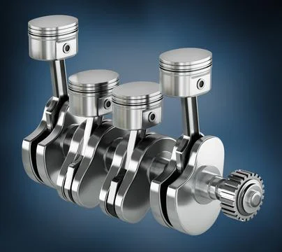 3D illustration of a car engine block and pistons. 3D illustration Stock Illustration