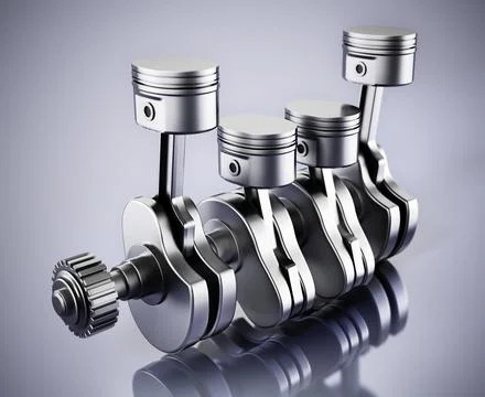 3D illustration of a car engine block and pistons. 3D illustration Illustrazione stock