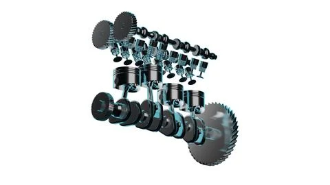 3D illustration of car engine components Stock Illustration