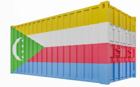 3D Illustration of Cargo Container with Comoros Flag Stock Illustration