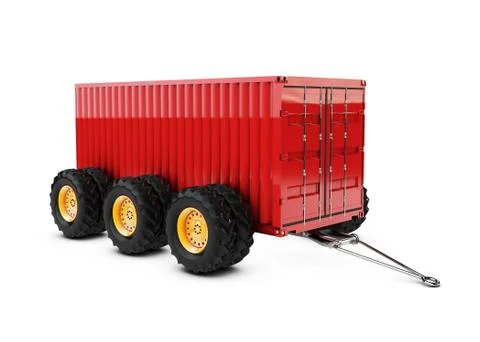 3d illustration of Cargo container on the four wheels. isolated on white back Stock Illustration